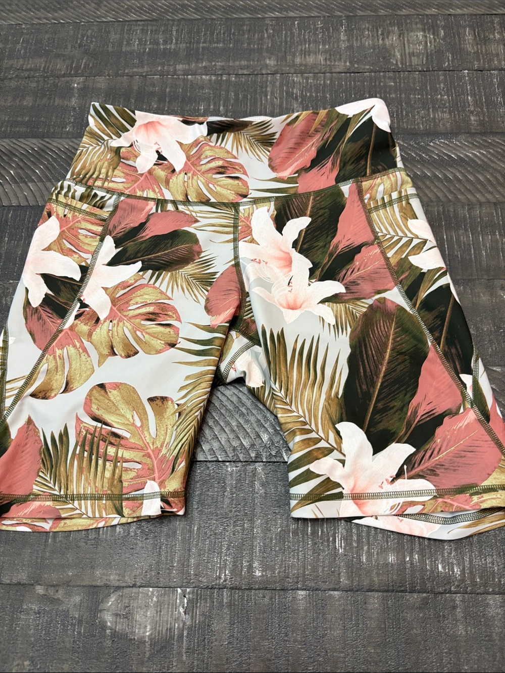 Old Navy Tropical Floral Bike Shorts - Pink & Green